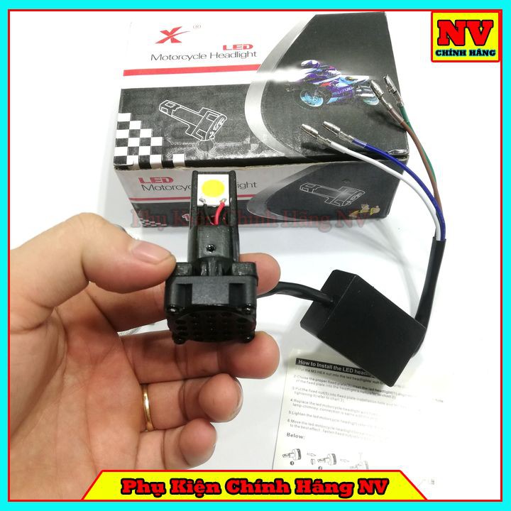 Đèn Pha Led H4 3 Tim Siêu Sáng Hộp Xịn - Ánh Sáng Vàng