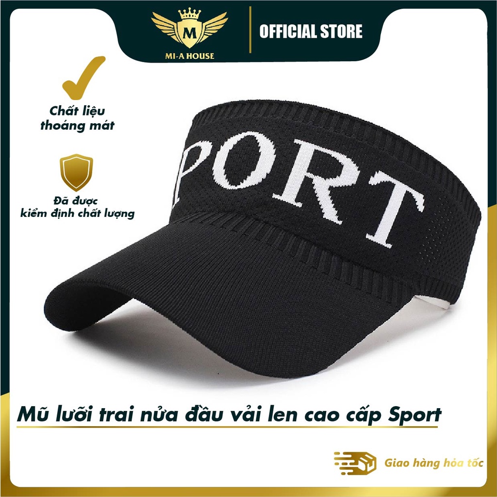 Mũ lưỡi trai nửa đầu vải len cao cấp Sport phong cách cá tính, năng động chống nắng, thể thao hoặc du lịch