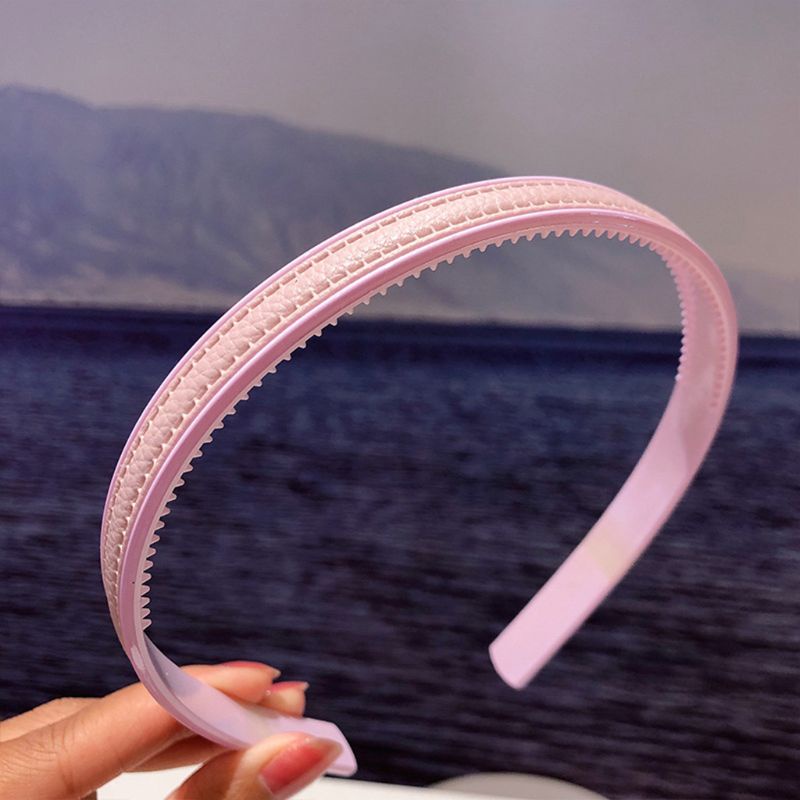 Băng Đô Cài Tóc Giả Da Bản Rộng Chống Trượt Màu Kẹo Macaron Phong Cách Hàn Quốc