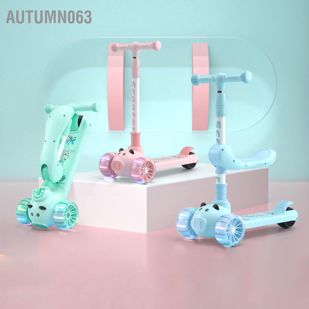Xe Scooter 3 Bánh Có Thể Điều Chỉnh Chiều Cao Có Đèn Và Nhạc Gấp Gọn Dành Cho Trẻ Em Autumn063
