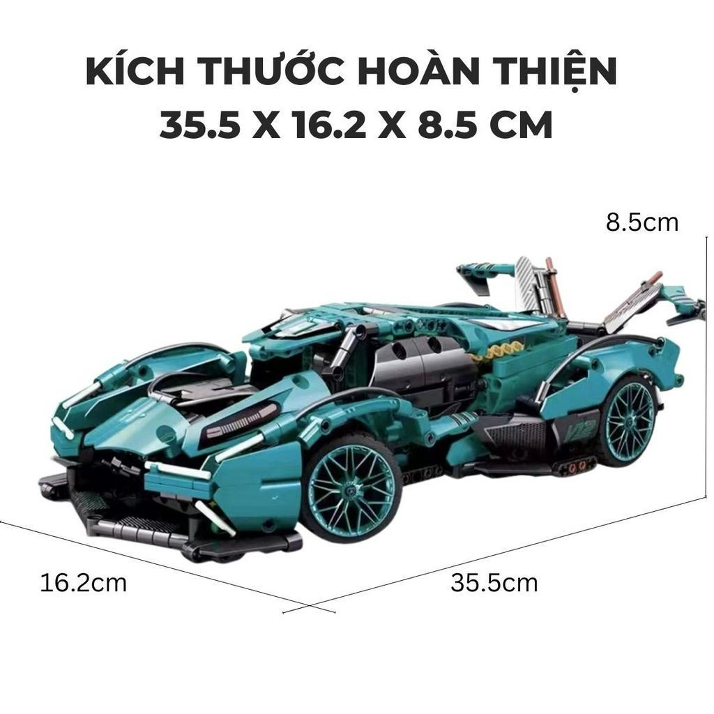 Mô hình lắp ráp siêu xe technic Lamborghini V12 Blue GT Concept 22002 tỉ lệ mô hình 1:14 1148 chi tiết mảnh ghép