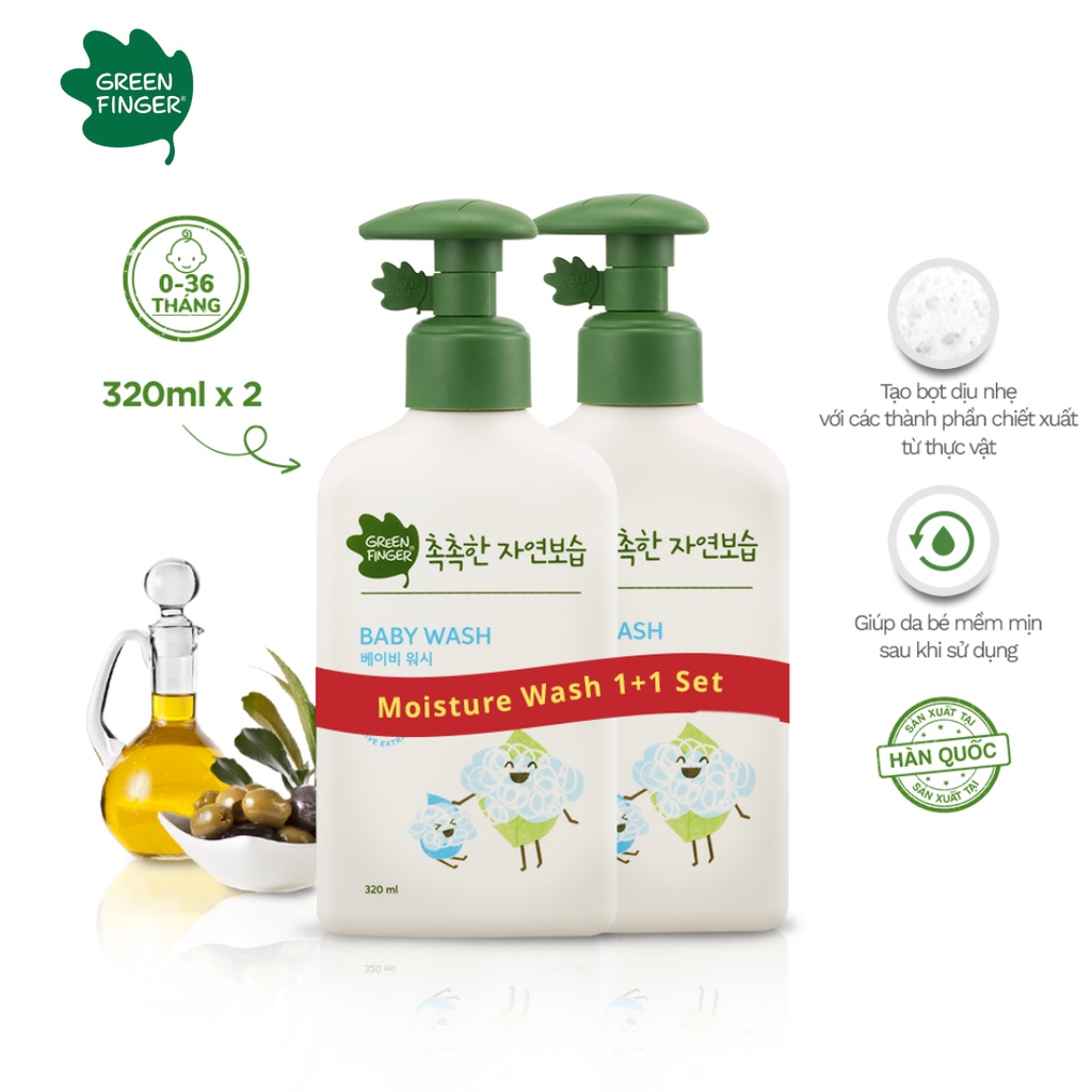 Combo 2 Sữa Tắm Dưỡng Ẩm cho bé Greenfinger ChokChok Moisture Wash 320ml