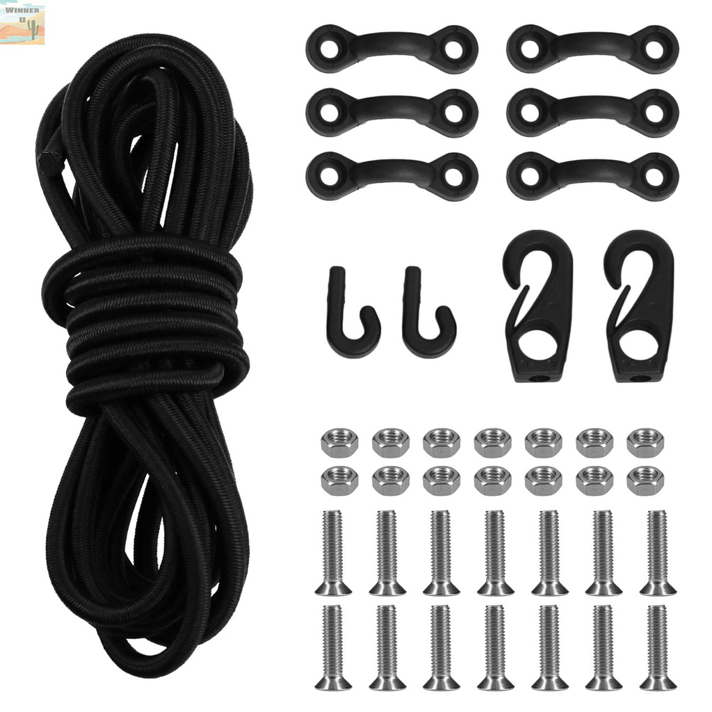 WinnerYou Kayak Bungee Cord Deck Rigging Kit Tie Down Pad Eye J Hooks Lashing Hook