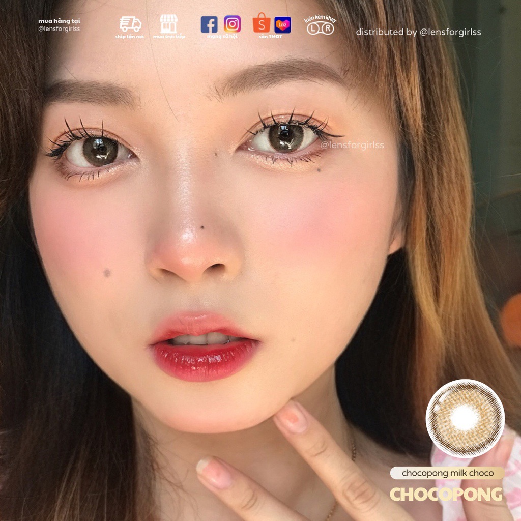 Lens nâng tông mắt nâu sữa có viền nhẹ nhàng CHOCOPONG MILK CHOCO - Made in Korea | HSD 3-6 tháng | Lens cận