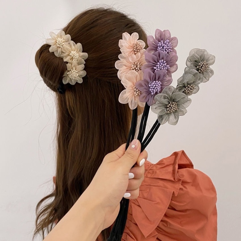 Dây Cột Tóc Hoa Cúc Nhỏ Đính Ngọc Trai Dễ Thương