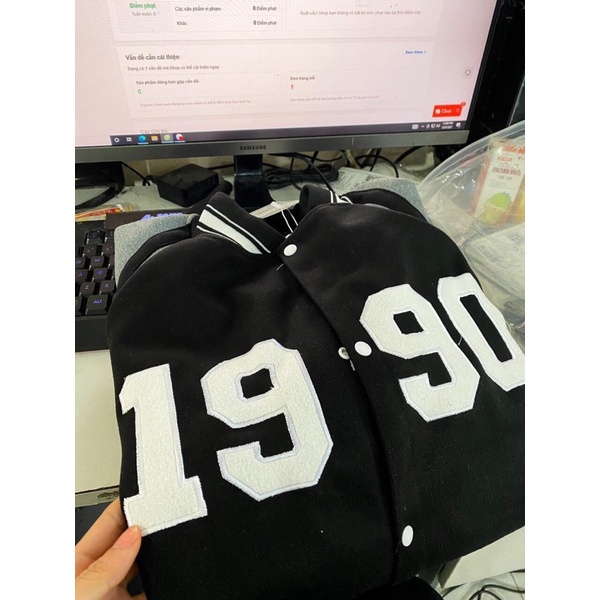 [Hàng loại 1] Áo khoác bóng chày Bomber Varsity 1990 phối tay kaki, logo thêu nổi HARIQUEEN