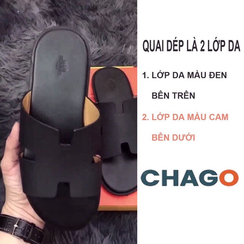 Dép quai ngang nam hình chữ H da bò hai lớp da và lót bền đẹp,đế nhẹ êm chân.Đức Nội Shop
