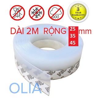 2 Mét Ron Chân Cửa Cao Su LOẠI CẢI TIẾN Dán Chống Bụi Côn Trùng 25 35 45mm
