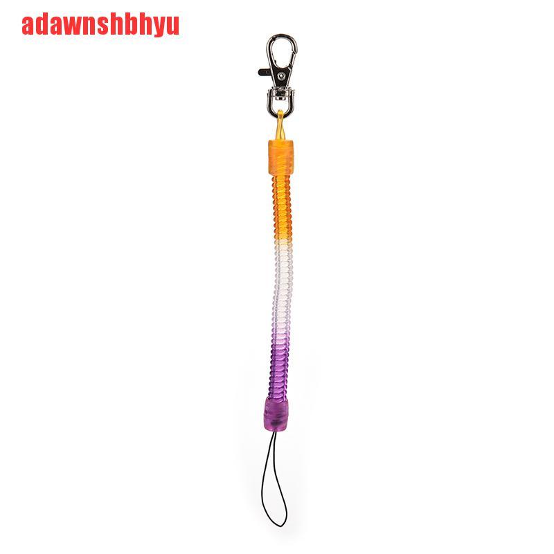 [adawnshbhyu]1pcs-Retractable-Plastic-Spring-Coil-Spiral-Stretch-Keychain-Ring-Chain-Keyring