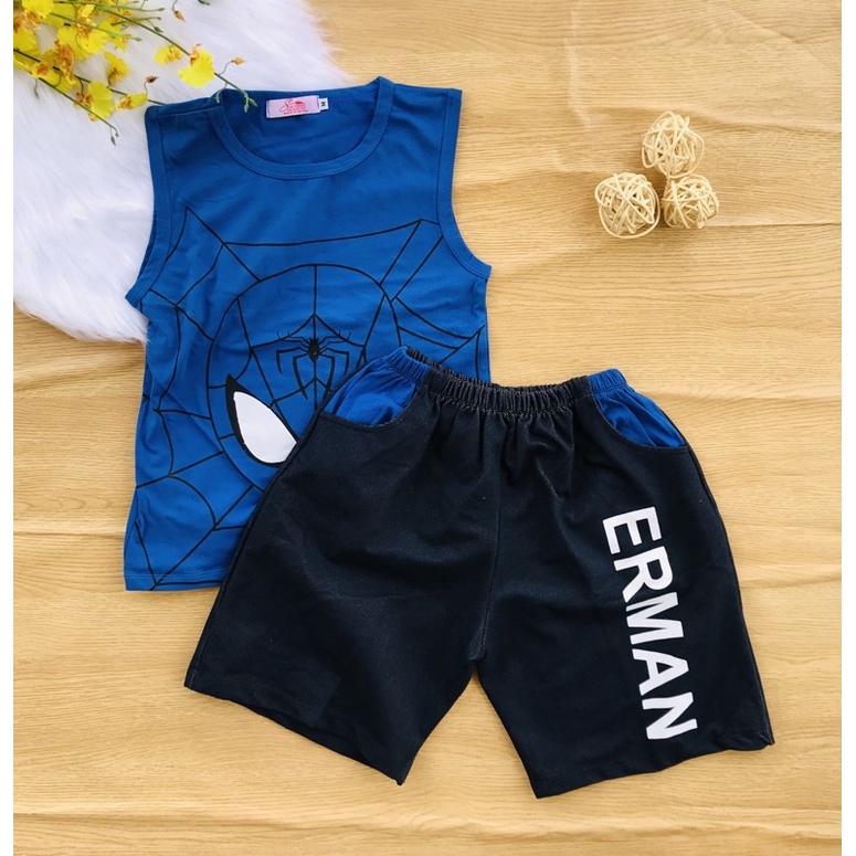 🍭 Bộ thun cotton quần giả jean bé trai từ 25-50kg