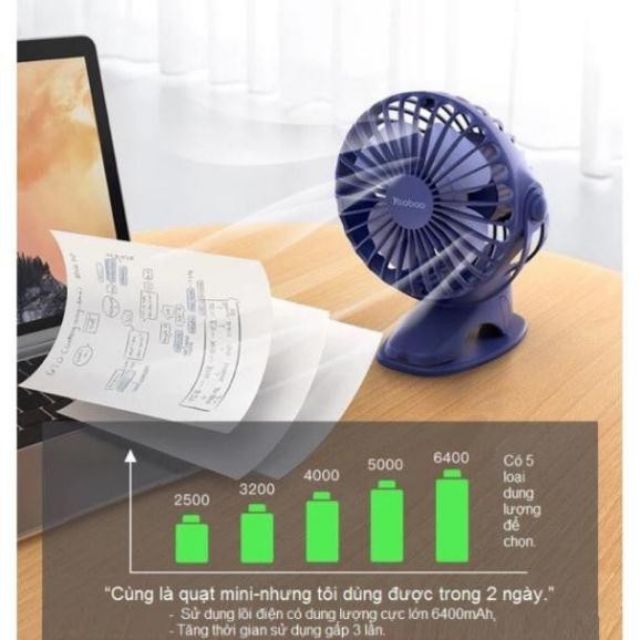 [Sẵn 6400mh] Quạt tích điện để bàn YOOBAO hàng chuẩn 6400mah dùng được 32 giờ liên tục | BigBuy360 - bigbuy360.vn