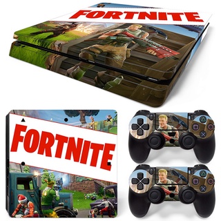 PS4 SLIM Console FORTNITE Skin Decal Vinal Sticker + 2 Controller Skins Set