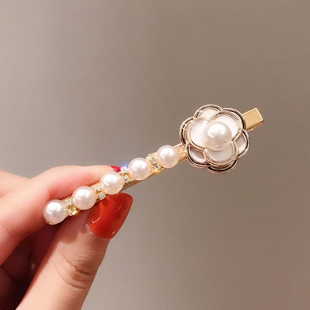 Kẹp tóc kiểu hoa đính ngọc trai giả thời trang dành cho nữ