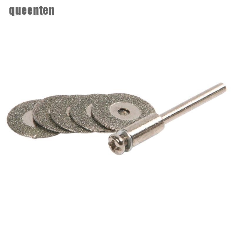 Set 5 mũi khoan cắt kim cương 22mm + 1 trục gắn Dremel