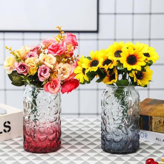 Bình Bông Lọ Hoa Thủy Tinh trong hoa văn viên sỏi 18x10cm BB20