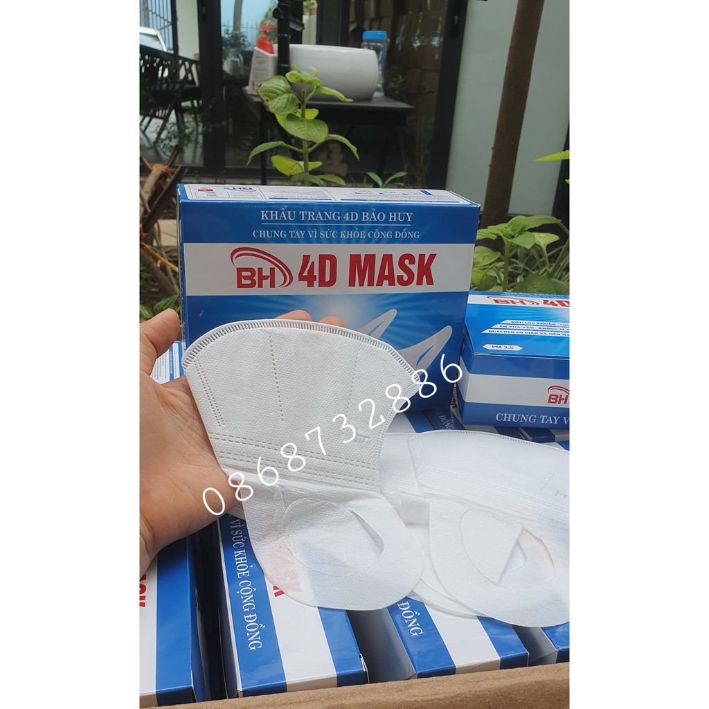 Khẩu Trang 4D Mask Bảo Huy Công Nghệ Nhật Bản Chống Giọt Bắn, Khói Bụi Hộp 50 cái
