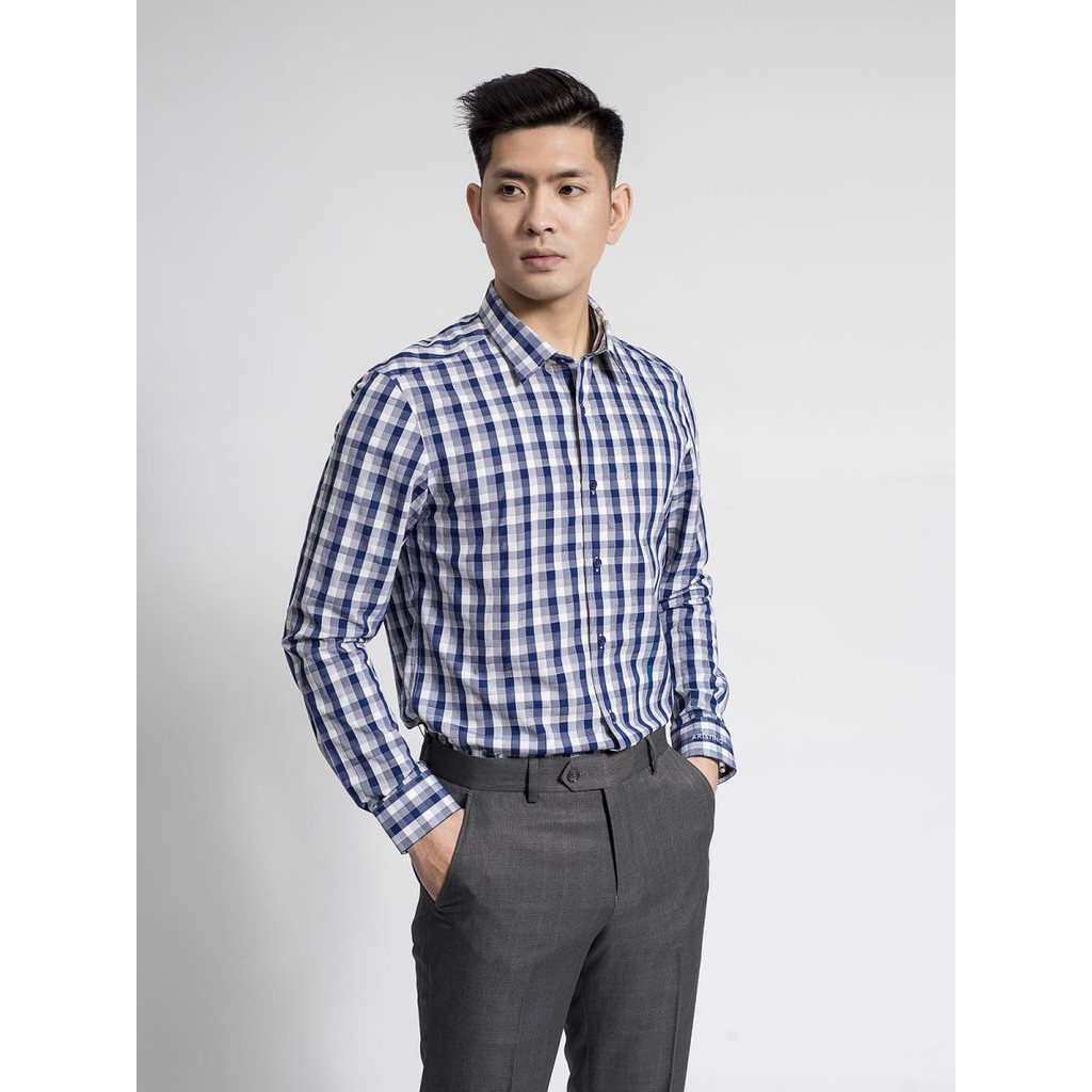 ARISTINO - Áo Sơ mi dài tay Slim Fit ALS59208 màu Kẻ caro tím than sược