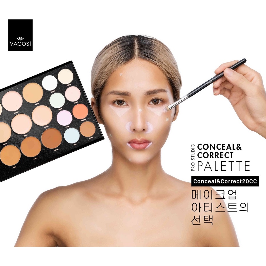 BẢNG CHE KHUYẾT ĐIỂM VÀ CHỈNH MÀU CHUYÊN NGHIỆP VACOSI 20 Ô - 20CC CONCEAL & CORRECT