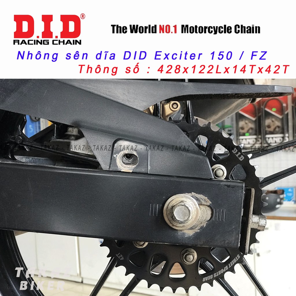 Sên Nhông Dĩa Rời DID Yamaha FZ150 - Exciter150 lên thông số 14T or 15T x 44T  DID - Made in ThaiLan