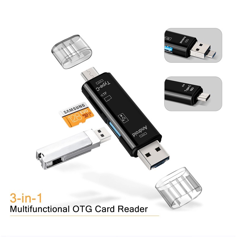 USB đọc thẻ nhớ Micro SD / SD Card đa năng Type C 5 trong 1 cho máy tính/điện thoại