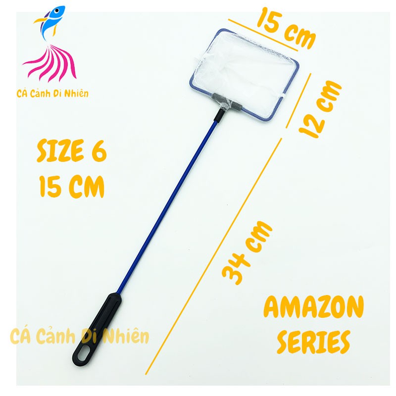 Vợt bắt cá thủy sinh AMAZON SERIES cán nhựa xanh SIZE 6