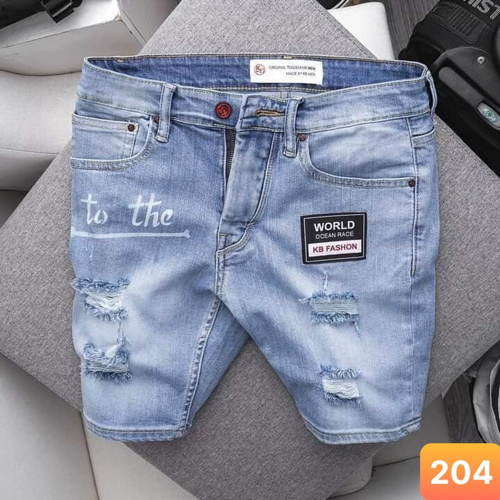 Quần short jean nam rách vá màu đen chất bò cao cấp co dãn 4 chiều from đùi đẹp Lavado2 mẫu mới