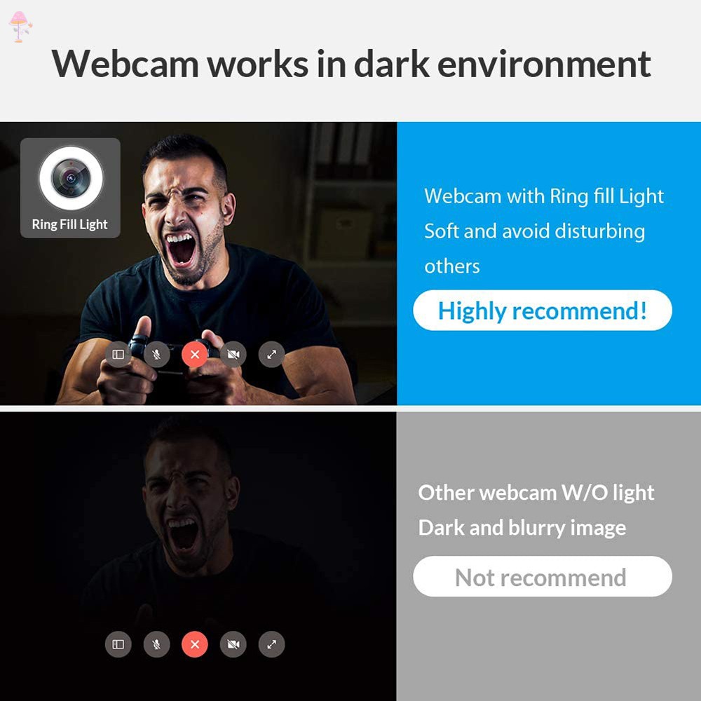 VN Webcam Có Thể Điều Chỉnh Độ Sáng 2k / 1080p Hd Kèm Mic | BigBuy360 - bigbuy360.vn