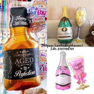 Bóng nhôm cặp chai rượu + ly champagne