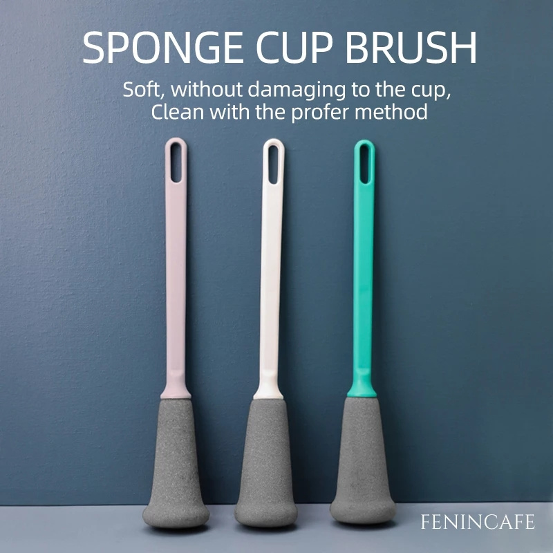 Home Kitchen Long Handle Sponge Cup Brush No Dead Angle Baby Bottle Glass Cleaner Tool Brush