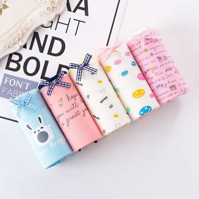 Set 5 quần lót nữ kute cotton thoáng mát mềm mịn QL38