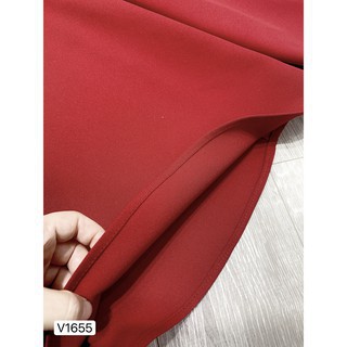 Đầm Xòe 💕 Đẹp DVC 💝 Váy xòe đỏ tay lỡ cổ chữ V V1655