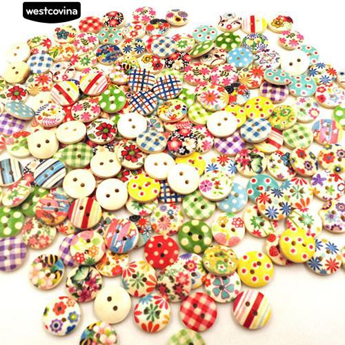 Set 100 nút hình tròn họa tiết đa dạng tự làm may vá thủ công tiện dụng