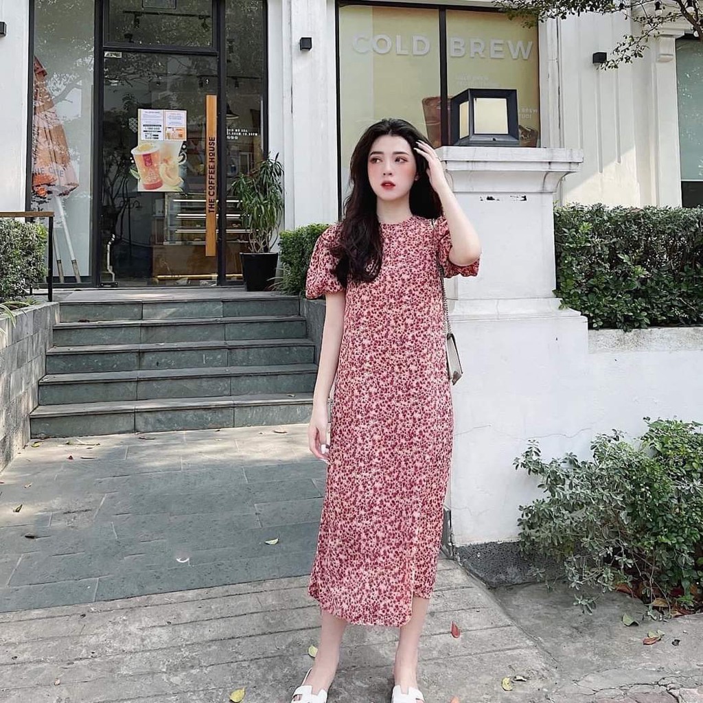 Đầm bầu thời trang thiết kế MB280 chất lụa hoa freesize từ 45 đến 70kg