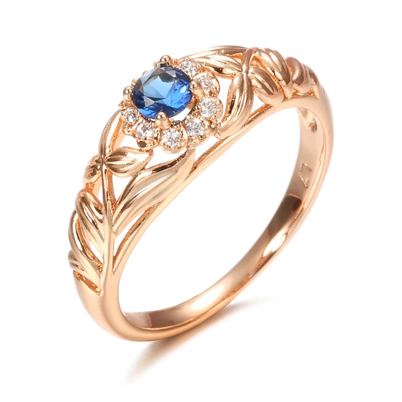 Nhẫn đính hôn làm từ thép titan đính đá sapphire thời trang cho nữ