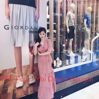 Đầm maxi kẻ caro