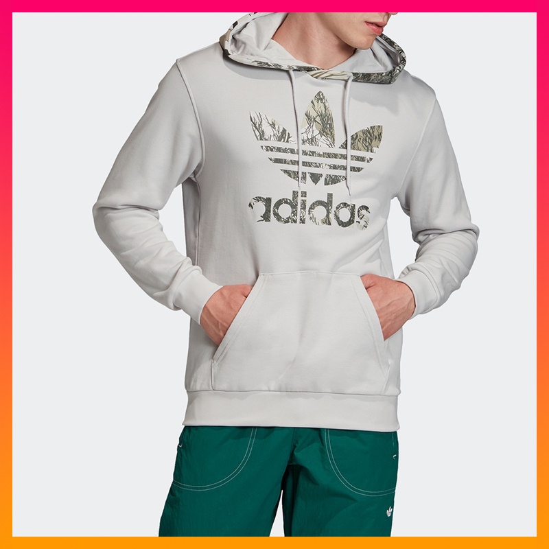 Adidas CAMO BLOCK HDY Men's Sports Casual Hoodie Long Sleeve Grey T-shirts Couple Clothes GD5955