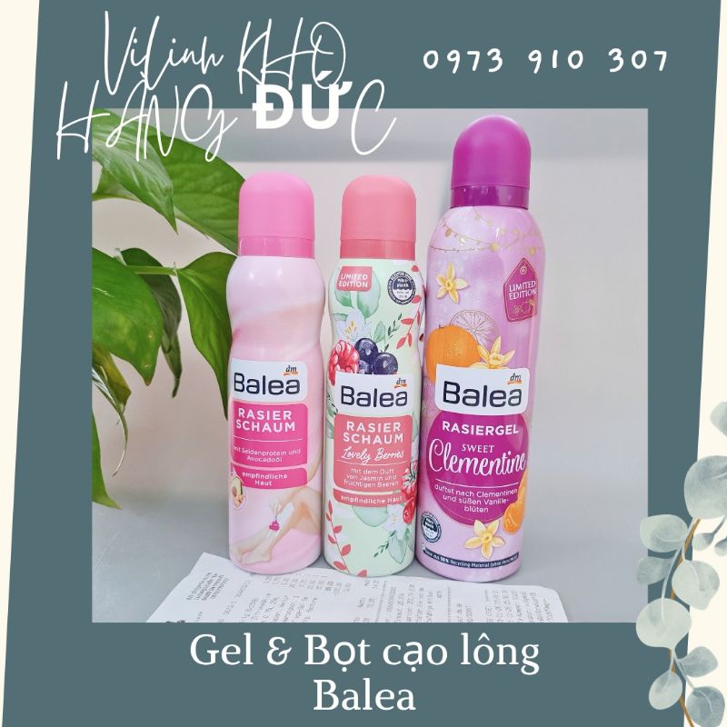 (Đủ Bill)Gel Bọt cạo lông Balea rasier Đức- Bộ dọn lông, Kho Hàng Đức