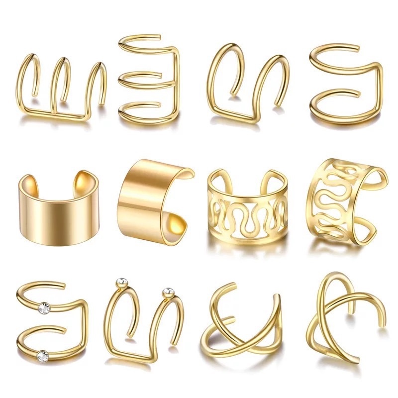 Set 12 Khuyên Tai Đơn Giản Thời Trang Dành Cho Nữ