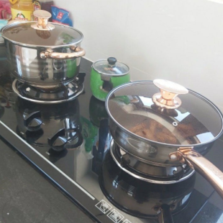 Bộ Nồi Vung Kính KAISA VILLA 6 Món 12 Chi Tiết Mã KV-6618 Tay Cầm Tráng Men Chống Dính