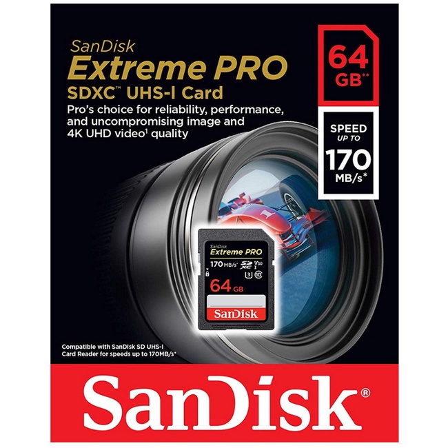 Thẻ nhớ 64G SDXC SanDisk Extreme Pro U3 V30 1133 x170MB/s