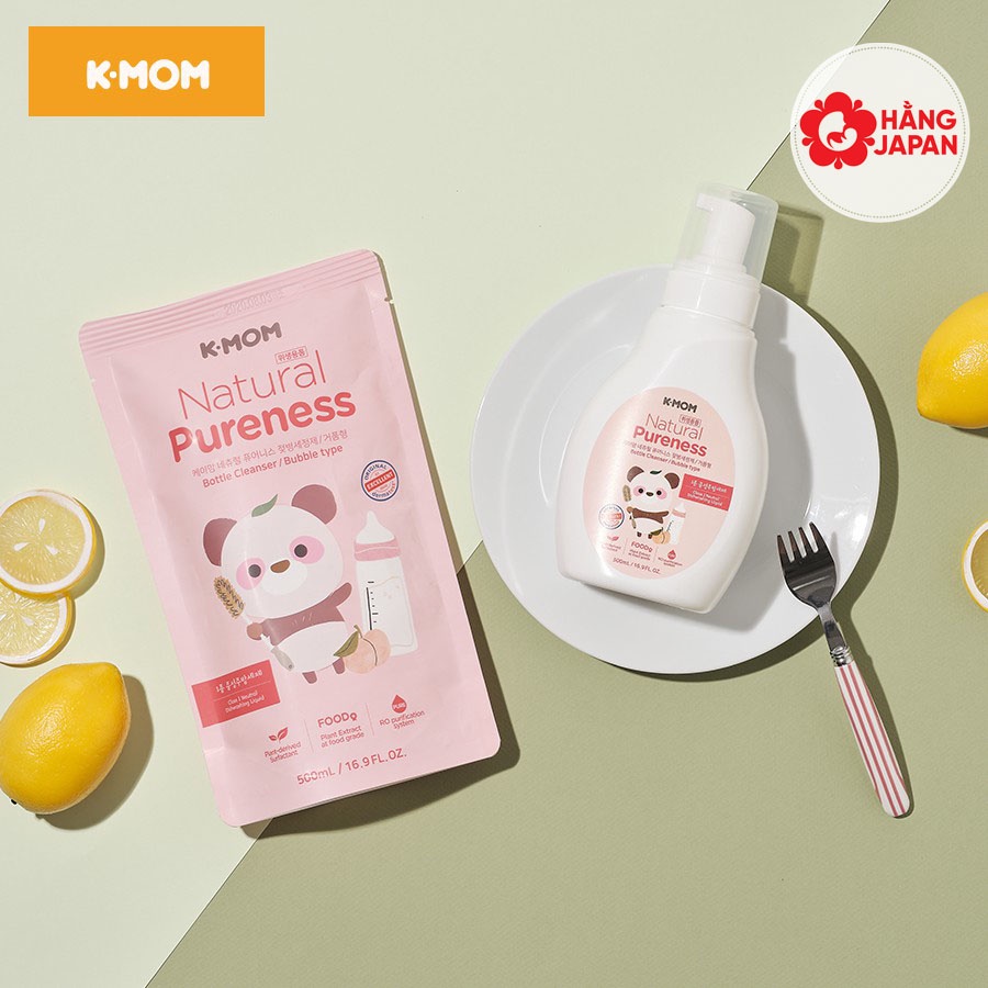 Nước rửa bình sữa và hoa quả hữu cơ KMom chai 500ml / túi 500ml Hàn Quốc