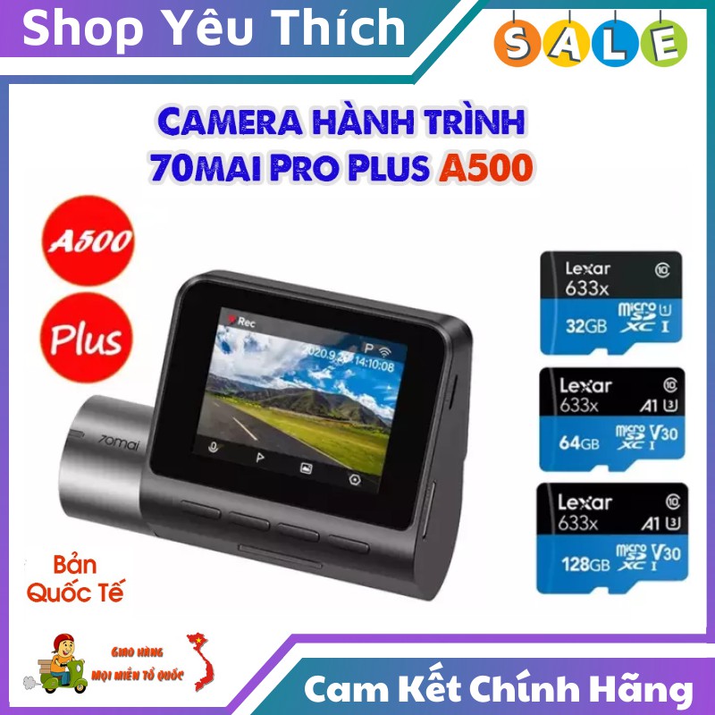Camera Hành Trình 70Mai Pro plus A500S Bản Quốc Tế Tích Hợp Cảm Biến Va Chạm G-Sensor - Tích Hợp GPS - Bảo Hành 12 Tháng