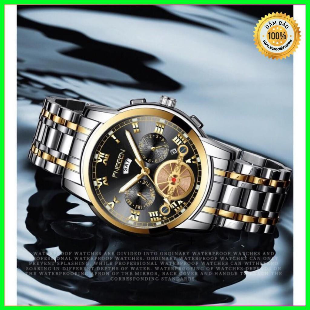 Đồng hồ fngeen chính hãng nam chạy 2 lịch dây thép (tặng kèm hộp , pin , phụ kiện thâu dây)