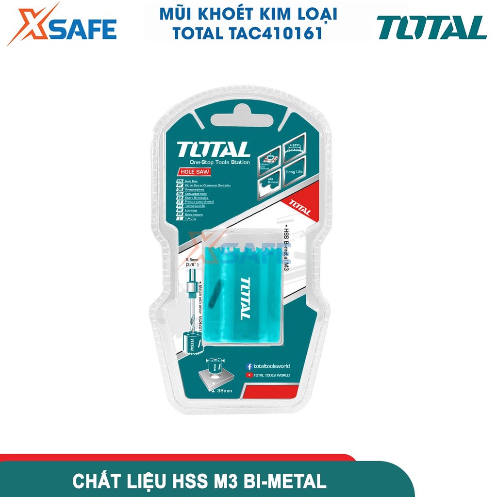 Mũi khoét kim loại TOTAL đường kính 16-76mm, độ cắt sâu 38mm, chất liệu HSS M3 Bi-metal [CHÍNH HÃNG]