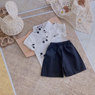 Bộ sơ mi Mickey phối quần lửng cực đẹp cho bé trai bé gái Namkidshop (V655)