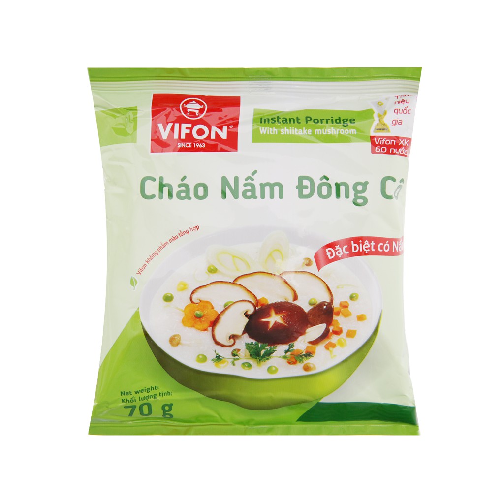 Cháo ăn liền VIFON Gà,Thịt bằm, Sườn, Nấm đông cô Gói 70g