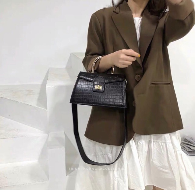 [Mã WAST10K giảm 10K đơn bất kỳ] Túi ABEDE quai kiềng da rắn size 25cm kèm hộp nam châm