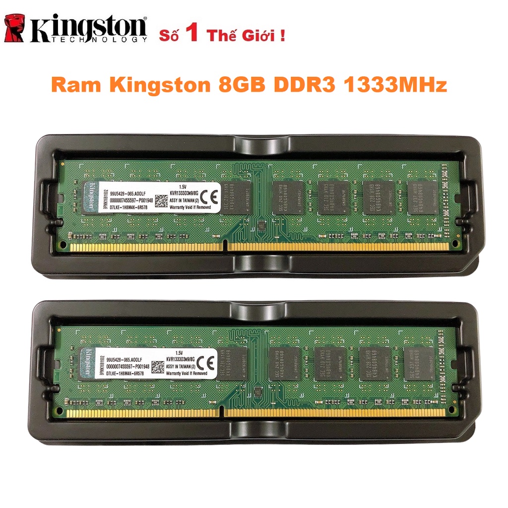 Ram Kingston 8GB DDR3 1333MHz PC3-10600 1.5V Dùng Cho Máy Tính Để Bàn PC Desktop - Bảo hành 36 tháng 1 đổi 1