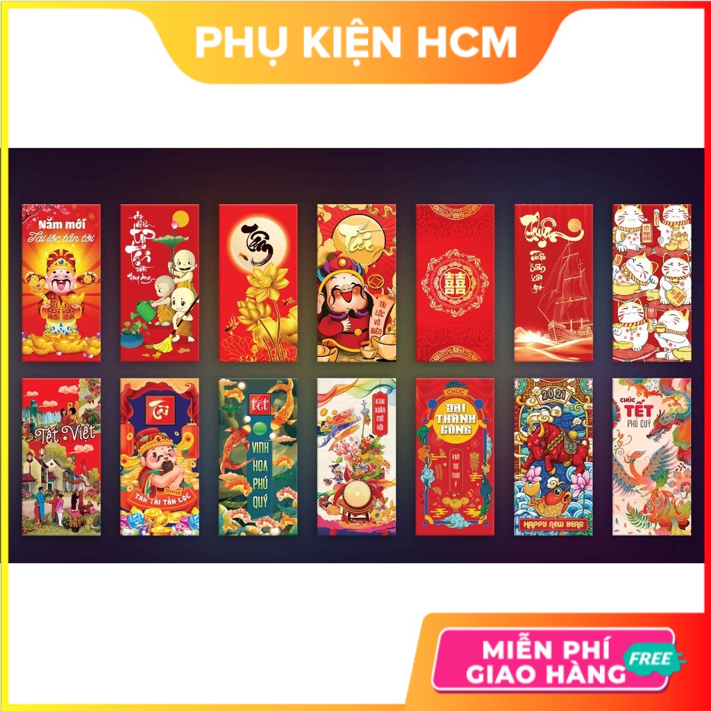 Bộ 10 Bao Lì Xì TẾT 🔴FreeShip🔴 Túi Lì Xì Đỏ, nhiều mẫu đẹp, chất lượng, dày dặn - Shop Phụ kiện HCM