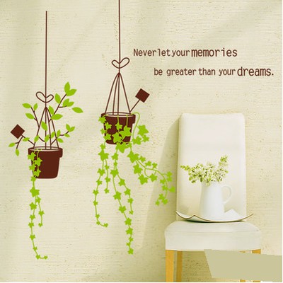 Decal dán tường giỏ cây xinh xắn